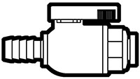 Polypropylene Push-To-Connect Hose Barb to Tube Straight Ball Valves